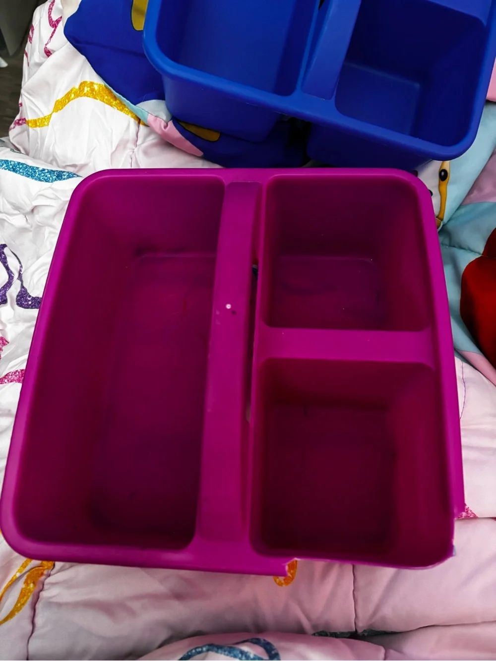 Blue & Pink Plastic Stackable Organizer Caddies